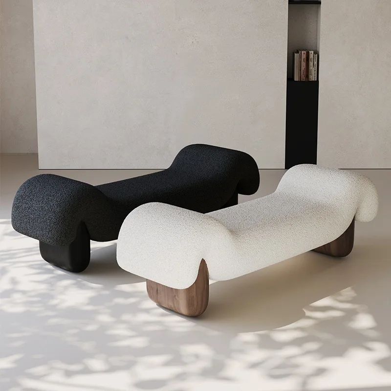 Wabi Stillwind small apartment designer creative bedside bench sofa Italian minimalist granular velvet door shoe changing stool