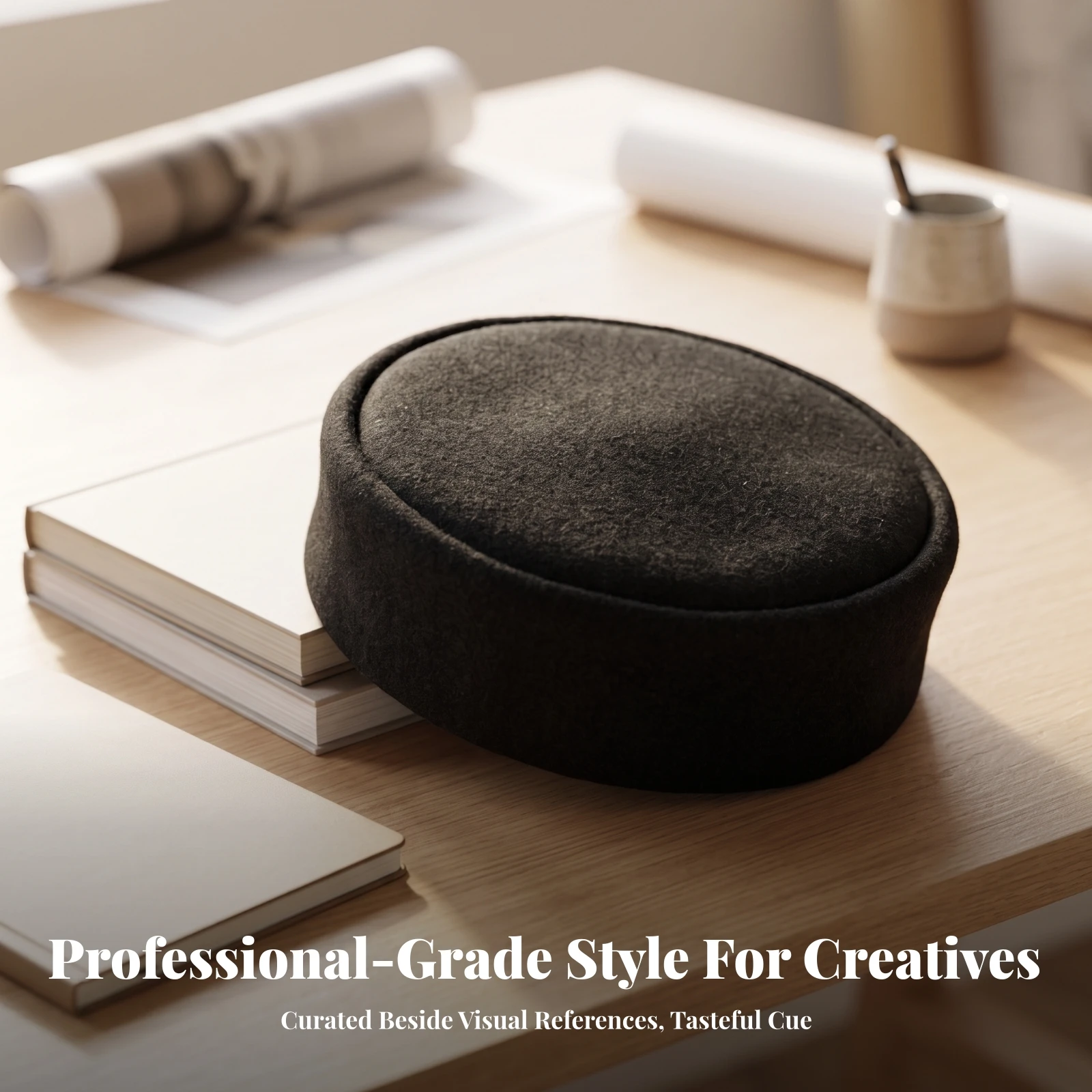 Pillbox Hat Formal Wool Hat with Inner Clip Solid Color Felt for Women, Costume Styling, Everyday Wear
