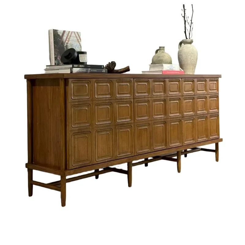 

Medieval style solid wood dining side cabinet living room locker designer hotel B & B side cabinet wabi sandy wind