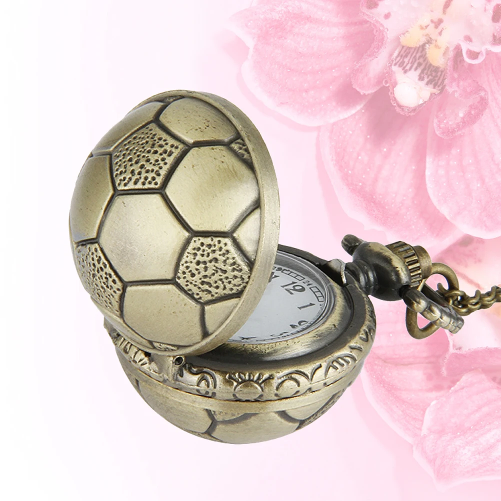 

1pc Vintage Pocket Watch Soccer Design Decorative Delicate Easy Time Practical Retro Style Lightweight Long Use Perfect