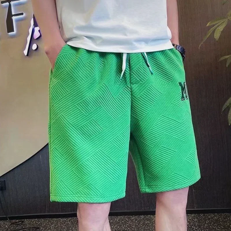 Male Short Pants Green Men's Shorts Sweat with Pockets Gym Basketball Korean Style Hot Deals Ice Ee Vintage New in Pant 2024 Y2k