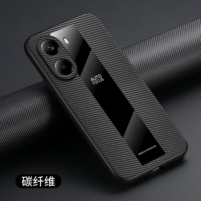 For Xiaomi Poco X7 Pro Case Luxury Leather Texture Carbon Fiber Pattern Sheepskin Skin Feel Bumper Back Cover For POCO X7 Pro