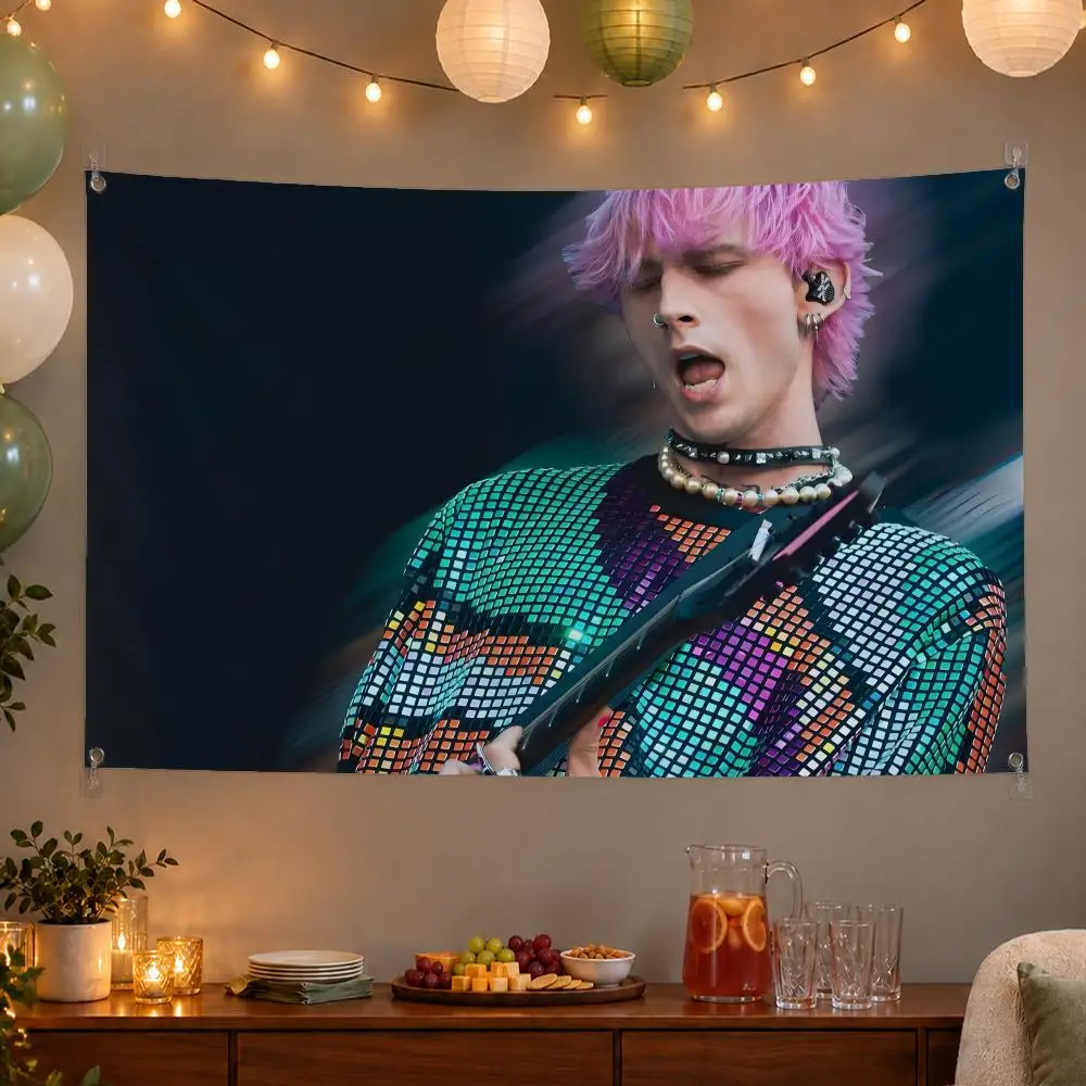 Punk Singer Machine Gun Kelly Flags Wall Hanging Banner Indoor Outdoor Party Home Wall Decor Backdrop