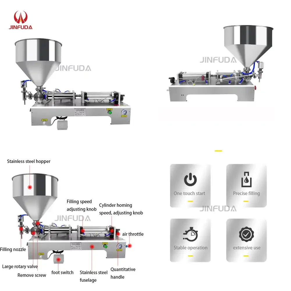 

High Viscosity Non Liquid Material Filling Equipment Semi Automatic Pneumatic Horizontal Single and Double Head