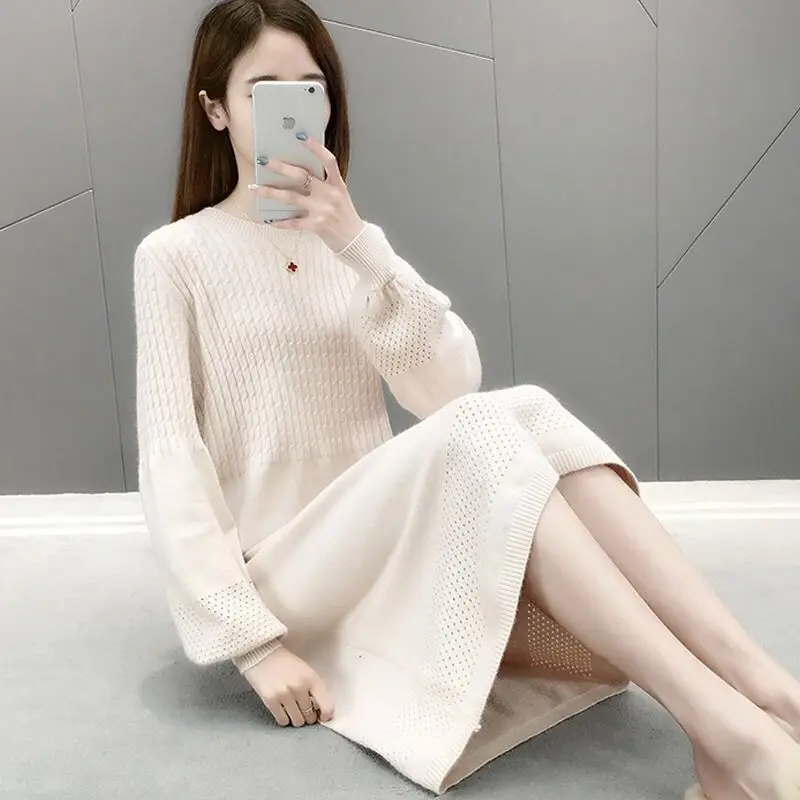 Women\'s Winter Clothes Large Size Loose woolen Solid Knitted Sweater Female Maternity Dress Women\'s Autumn Dress Korean Style