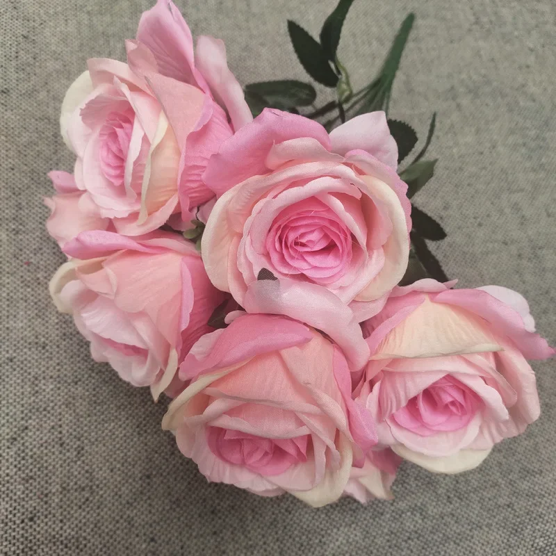 5 Stück Simulationsblumen aus Seide, blaue Rosen Nr. 2, künstliche Blumen, 10 Rosenköpfe pro Bündel, Dekoration für Einkaufszentren, Blumendekoration – Detail 18