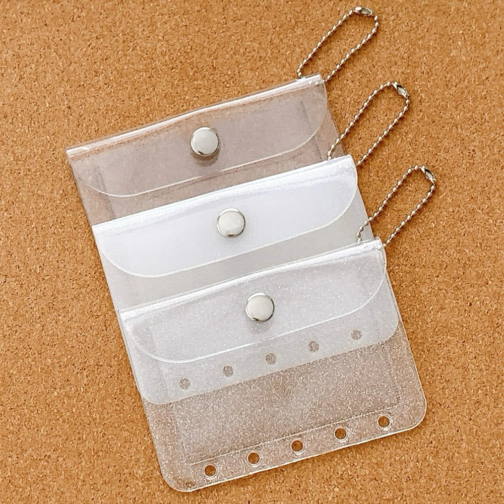 Glitter Transparent Card Holder Cover PVC Five Holes Note Book Inner Bag Storage Bag Loose Leaf INS Original Bus Card Sleeve M5