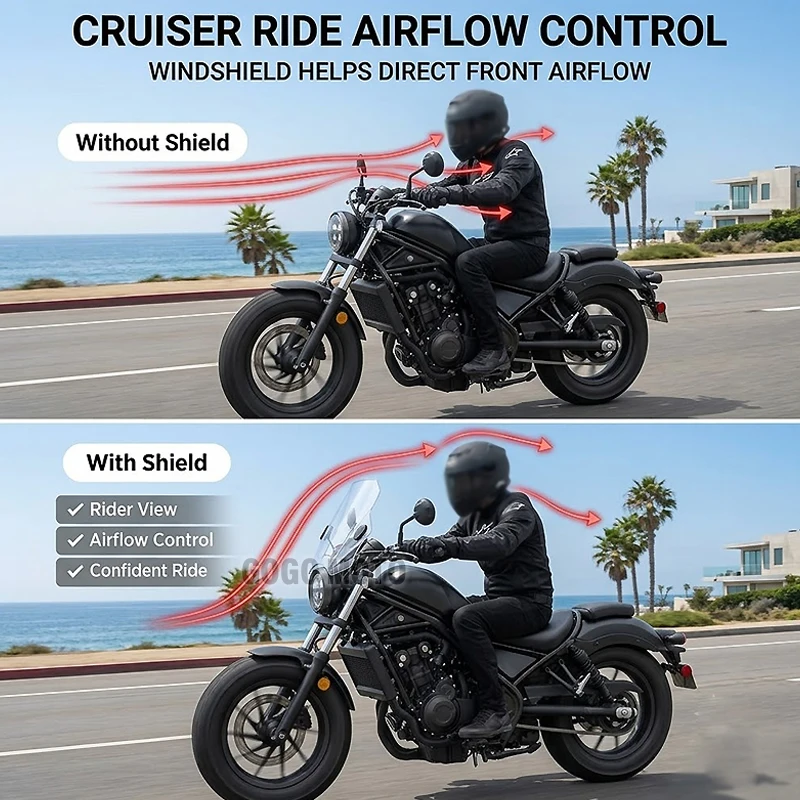 Windshield For Kawasaki Vulcan S 650 EN650 Eliminator500 Eliminator400 Heightened Widened Motorcycle Windshield Windscreen