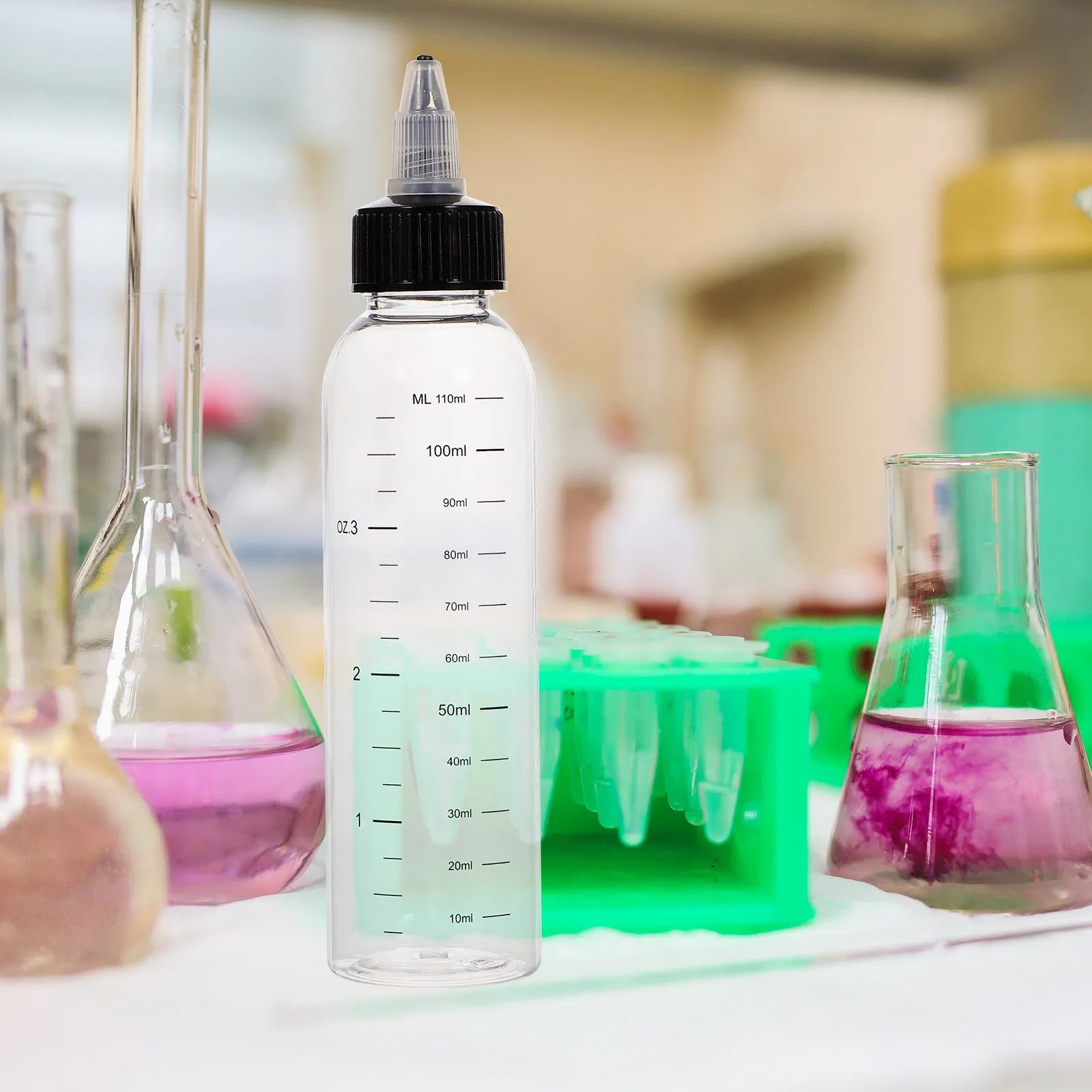 

12pcs Transparent Spout Cap Bottles Precision Calibration Plastic Squeeze Containers For Hair Salon Lab Liquid Packaging