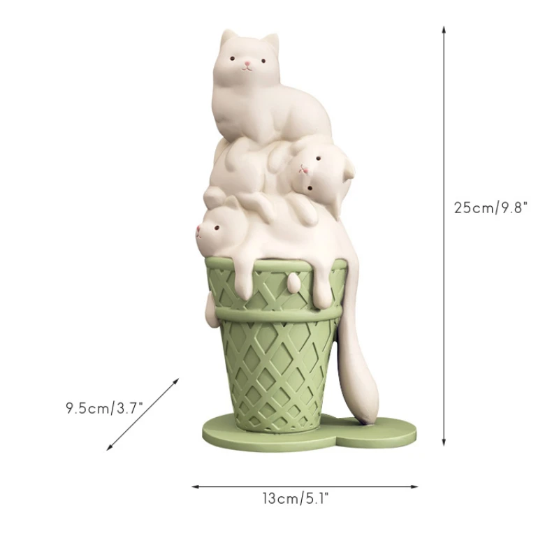 Ice Cream Cat Sculpture Cute Modern Home Decoration Living Room Ornaments Creative Resin Crafts Best Gift