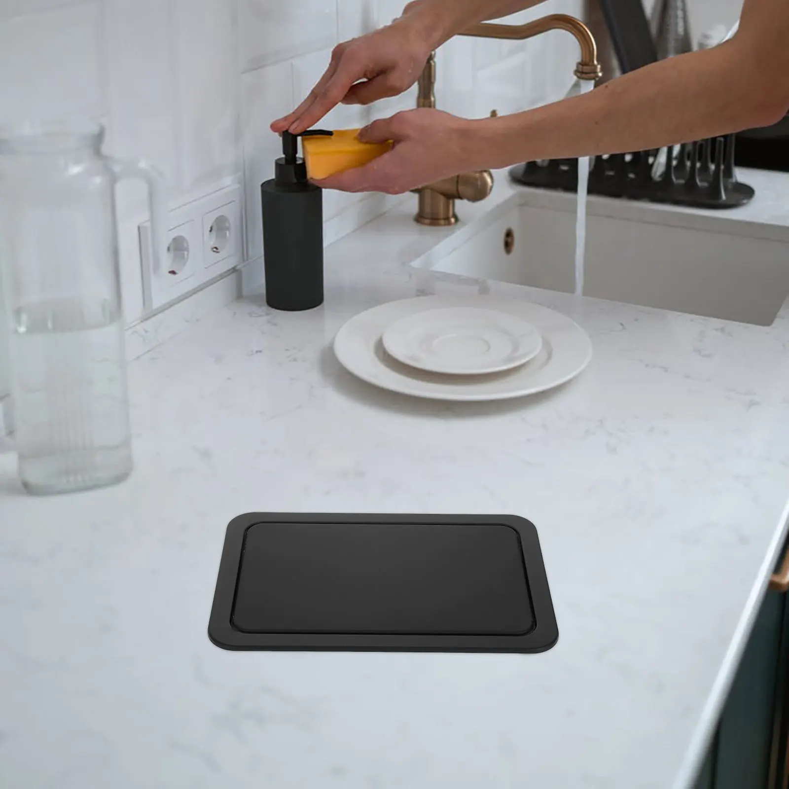 

Утопленная крышка для мусорного бака из нержавеющей стали, крышка с поворотным клапаном на столешнице, сменная крышка для мусорного бака, прямоугольная крышка для мусора