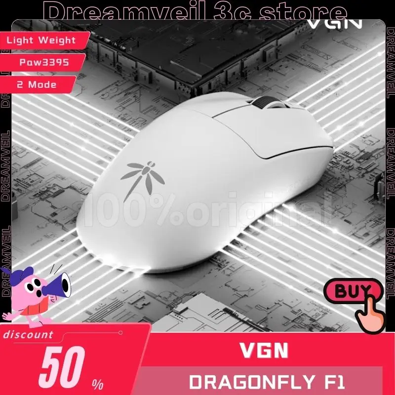 Vgn Dragonfly F1 Pro Max Gaming Mouse Wireless 2 Mode Mouses F1 Moba Mouse Lightweight Paw3395 Long Palytime Fps Game Mouse Gif