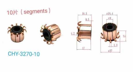 5pcs 19.4*8*17(16.5)*10P Electric Motor Commutator CHY-3270-10 Hook Type