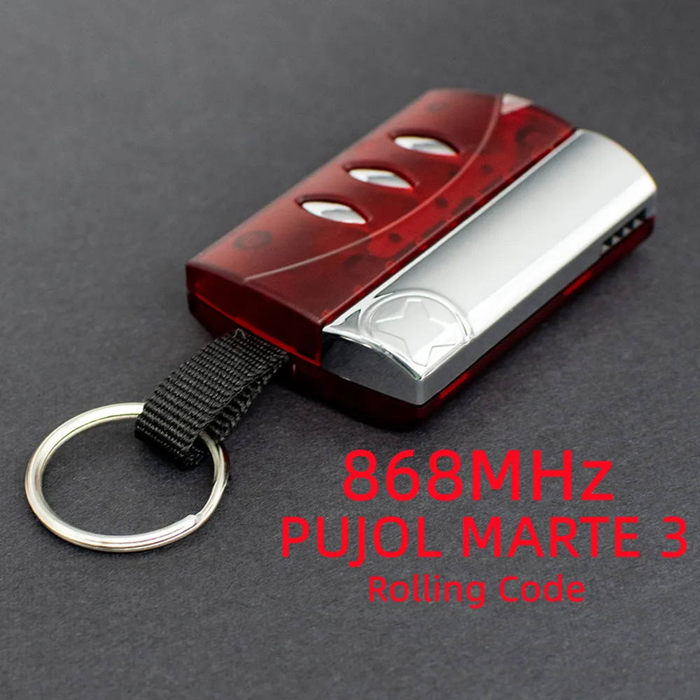 PUJOL Remote Control Garage Door Opener Keychain Works With PUJOL MARTE 3 /MARTE 1 868MHz Rolling Code