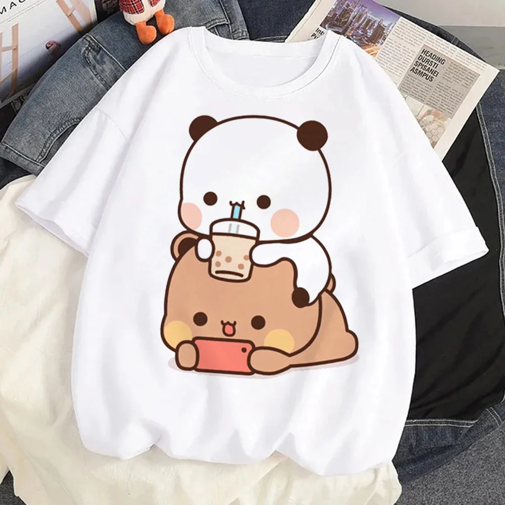 Cute Bear LOVE T Shirt Women Bubu Dudu Couple Tops tee summer Short Sleeve tshirts female Korean Casual girl t-shirt camisetas