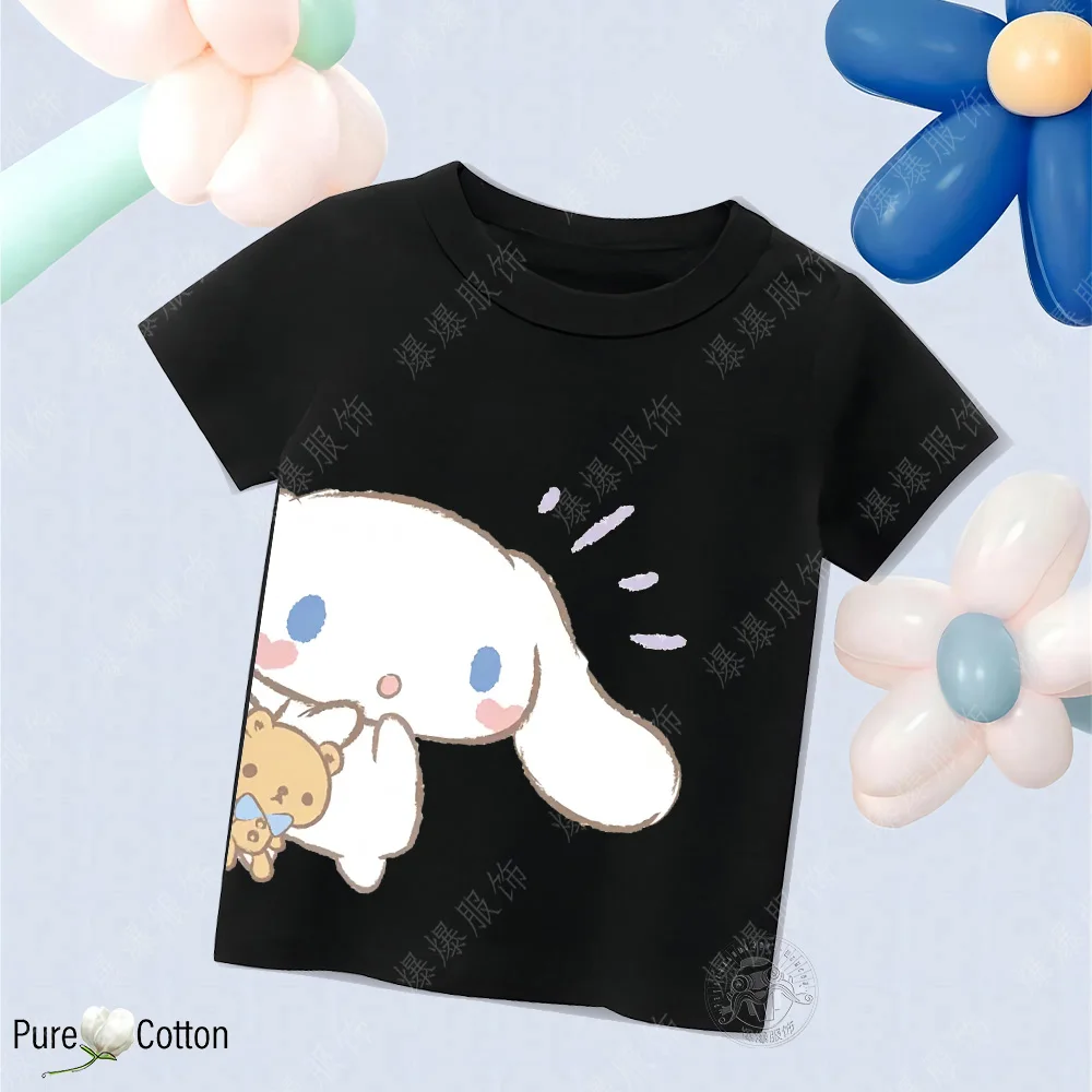 Children\'s tops T-shirt Sanrio Pure Cotton Print Cinnamoroll Dog Multi Color Soft Tees High Quality Kid Clothing Boys and Girls