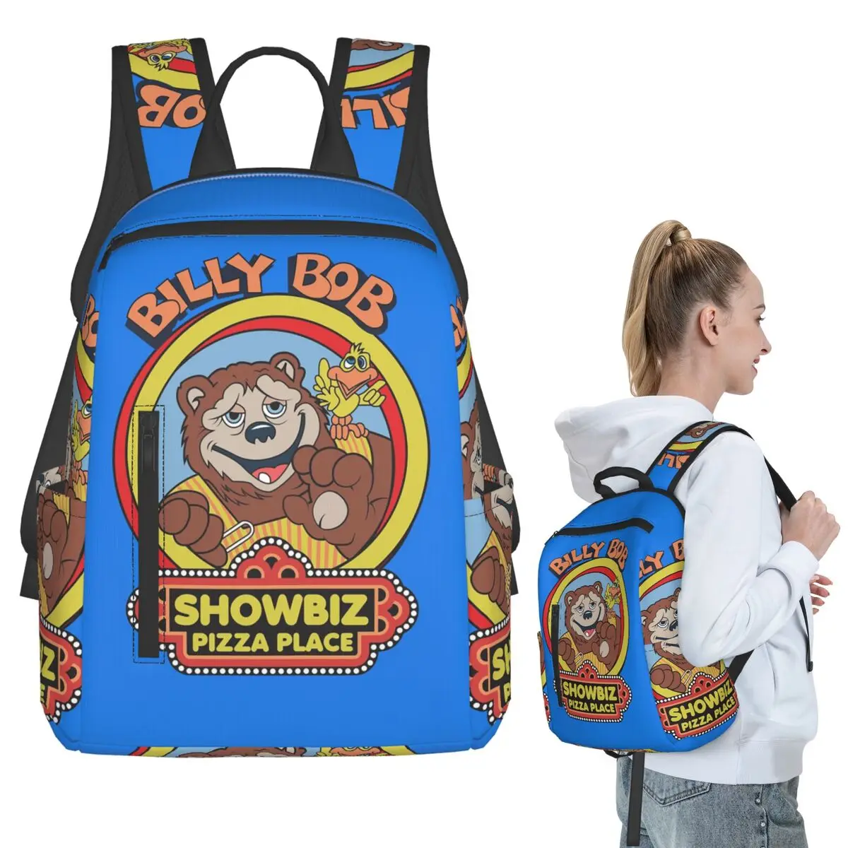 

Showbiz Pizza Billy Bob Backpack Student BookBag Children School Bag Laptop Shoulder Bags Boys Girls