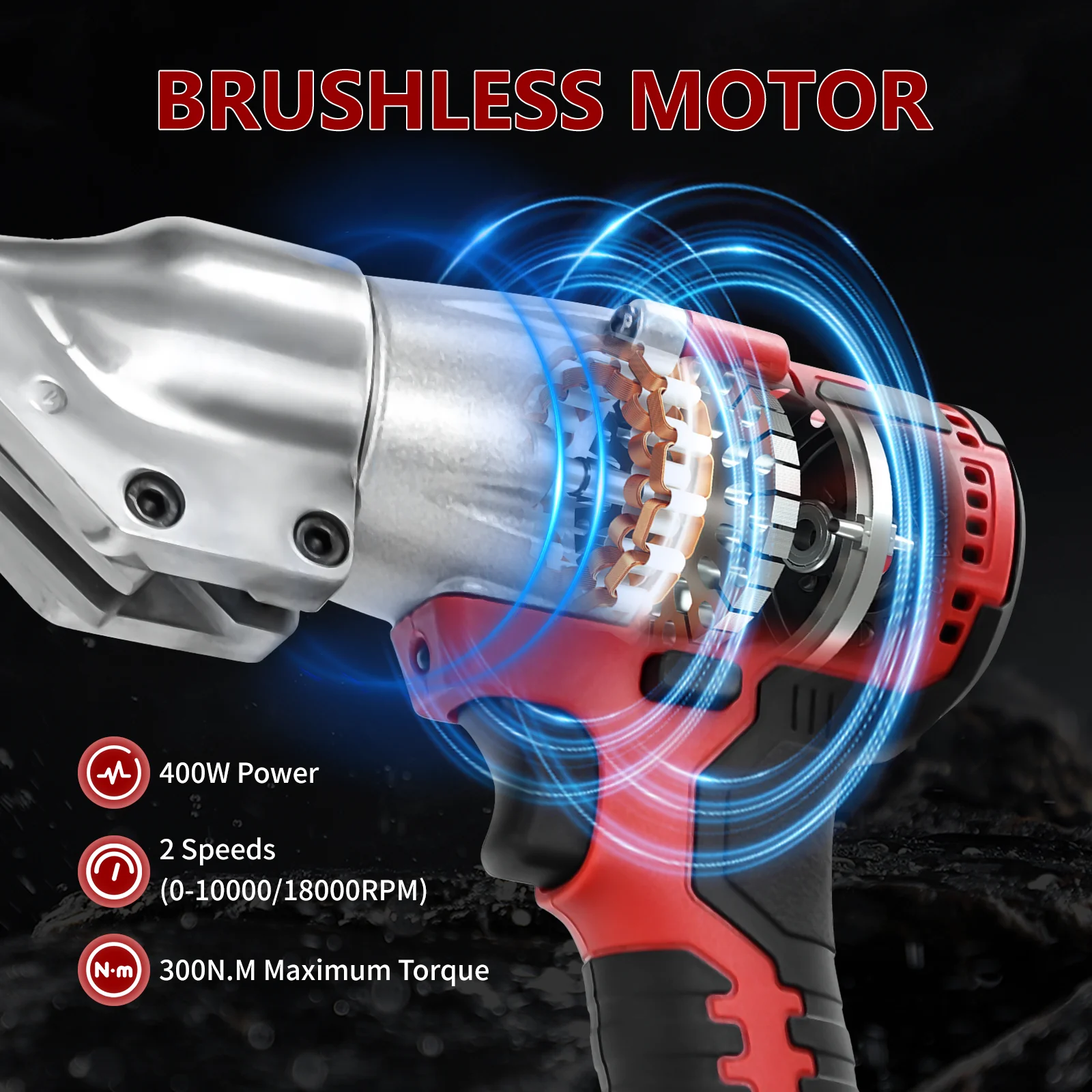 Brushless Cordless Metal Shear Electric Iron Scissor 2 Variable Speed with LED Light Fit For Milwaukee 18V Battery (No Battery)