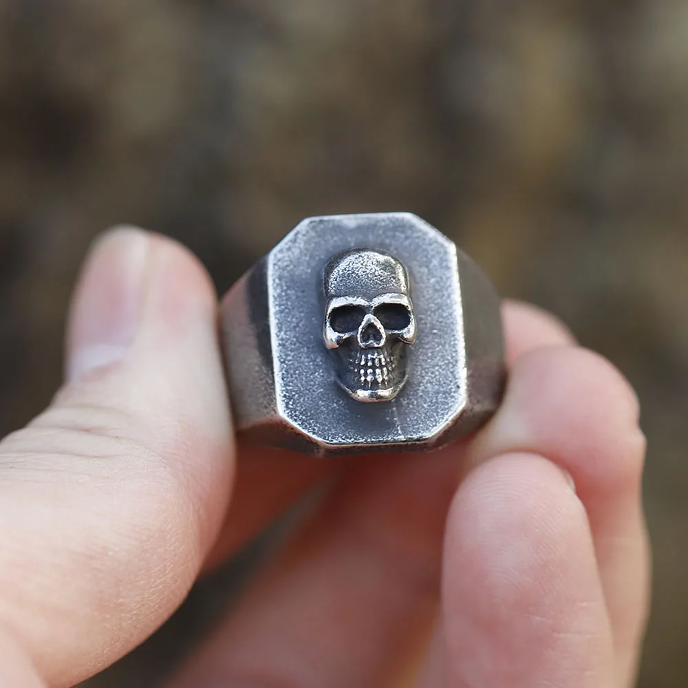 Bagues gothiques Vintage en acier inoxydable 316L pour hommes, anneau crâne lourd punk Rock Biker, bijoux cadeaux, livraison directe, 2022