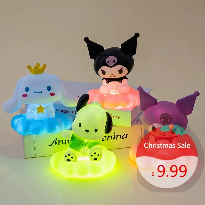 

Sanrio Hello Kitty Kuromi Cinnamoroll Night Light Glowing Children Toy Bedside Lamp Anime Kawaii Baking Plugin Kid Present Gift