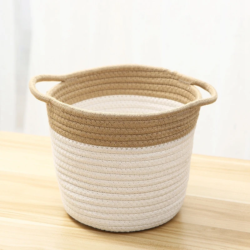 Premium Woven Algodão Corda Cesta De Lavanderia, Cobertor De Armazenamento, Sala De Estar