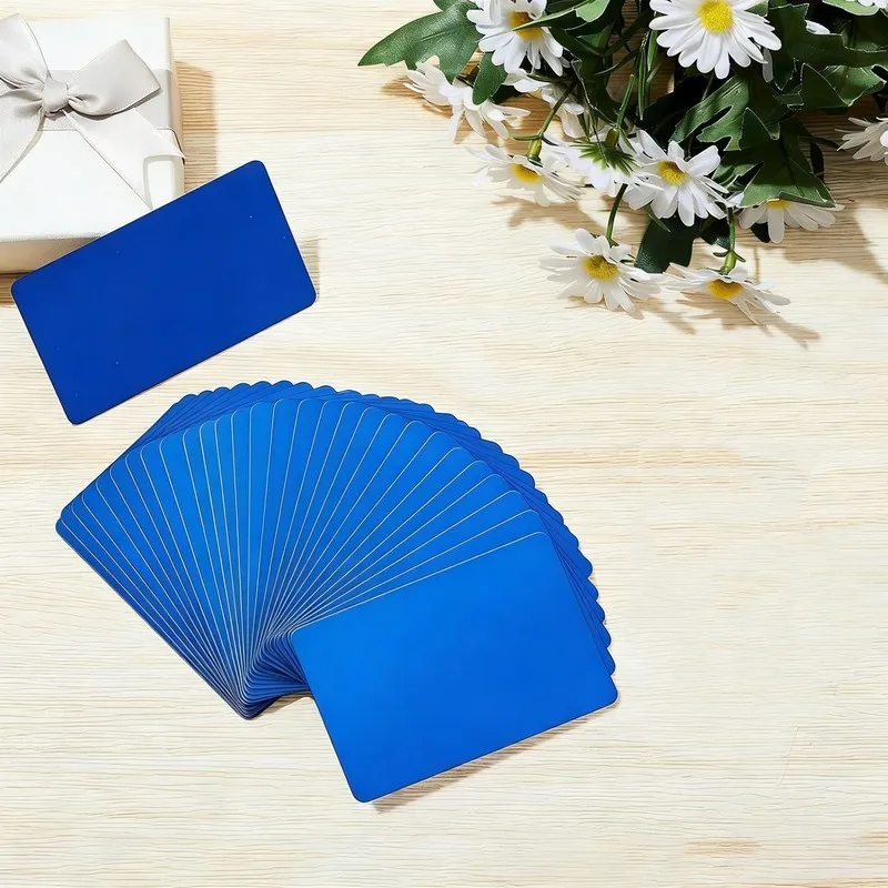 

8 PcsPackHigh QualityBlueAluminumMakeBusiness CardCardPcs CanInletOKPictureTextCarveAddWork Suitable forBusinessServiceHandFl