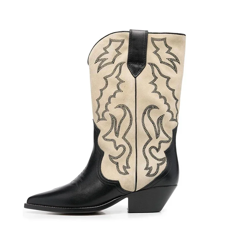 Designer Autumn Gladiator Woman Knee High Boots Fashion Embroidery Thick High Heel Shoes Ladies Outdoor Long Booties