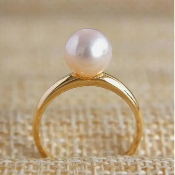 Gorgeous AAAAA 10mm ROUND Genuine Natural South Sea White Pearl Ring 925s