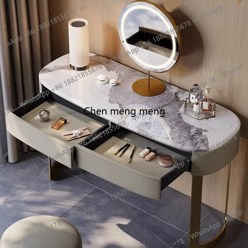 

E136 Modern Luxury Vanity Table Bedroom Makeup Mirror Desk Dressing Table Drawers Jewelry Light Penteadeira Postmodern Furnitur