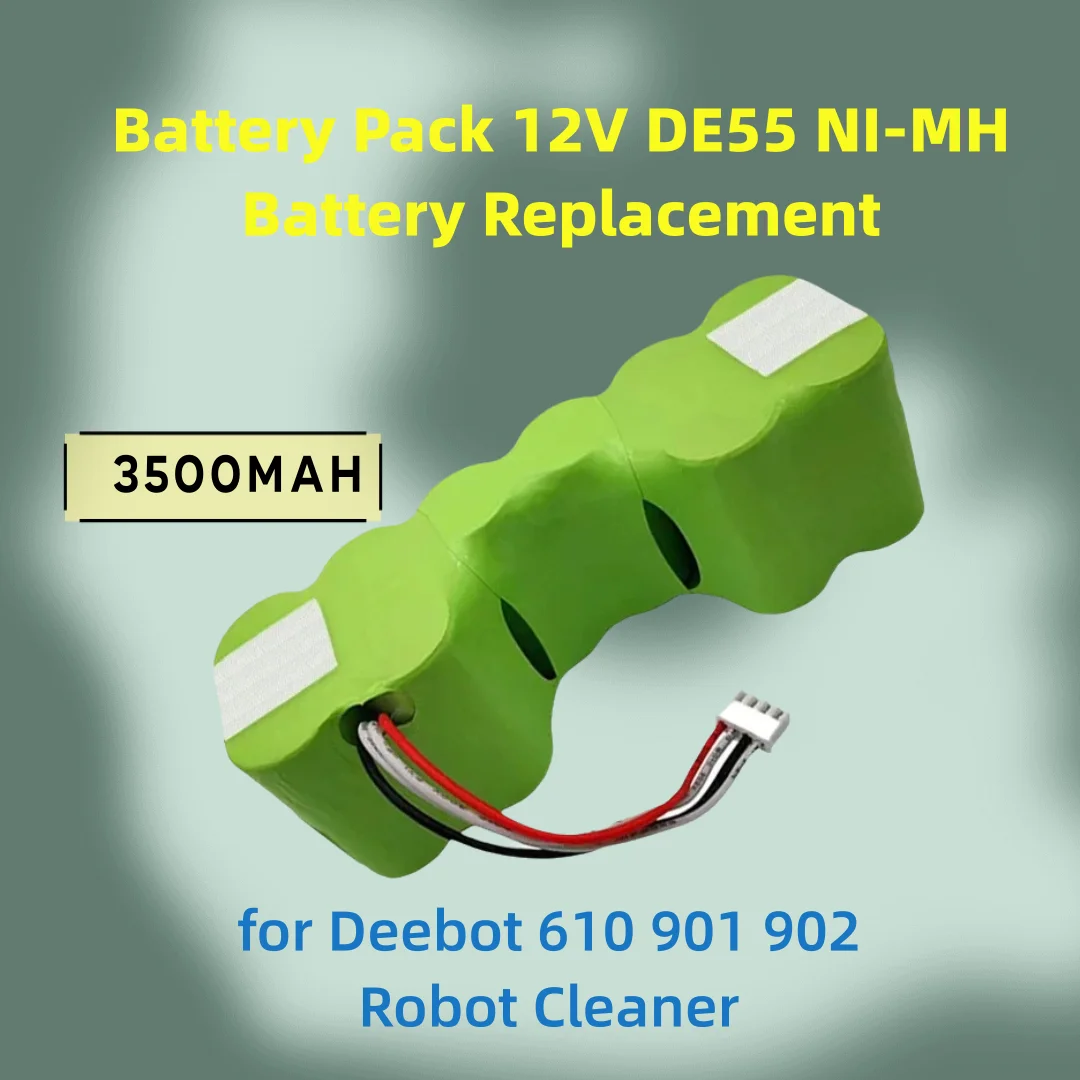 Battery Pack 12V DE55 NI-MH Battery Replacement for Ecovacs Deebot DE5G DD35 DG710 DM88 for Deebot 610 901 902 Robot Cleane