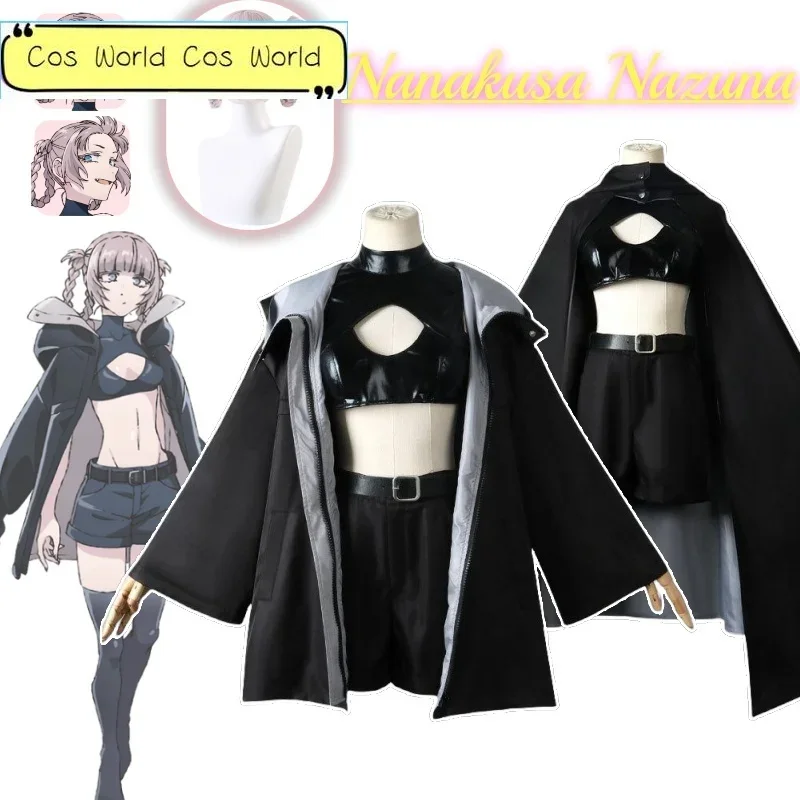 Nanakusa Nazuna Anime tüm gece şarkı Cosplay kostüm elbise peruk üniforma Cosplay vampir trençkot pelerin cadılar bayramı partisi kadın
