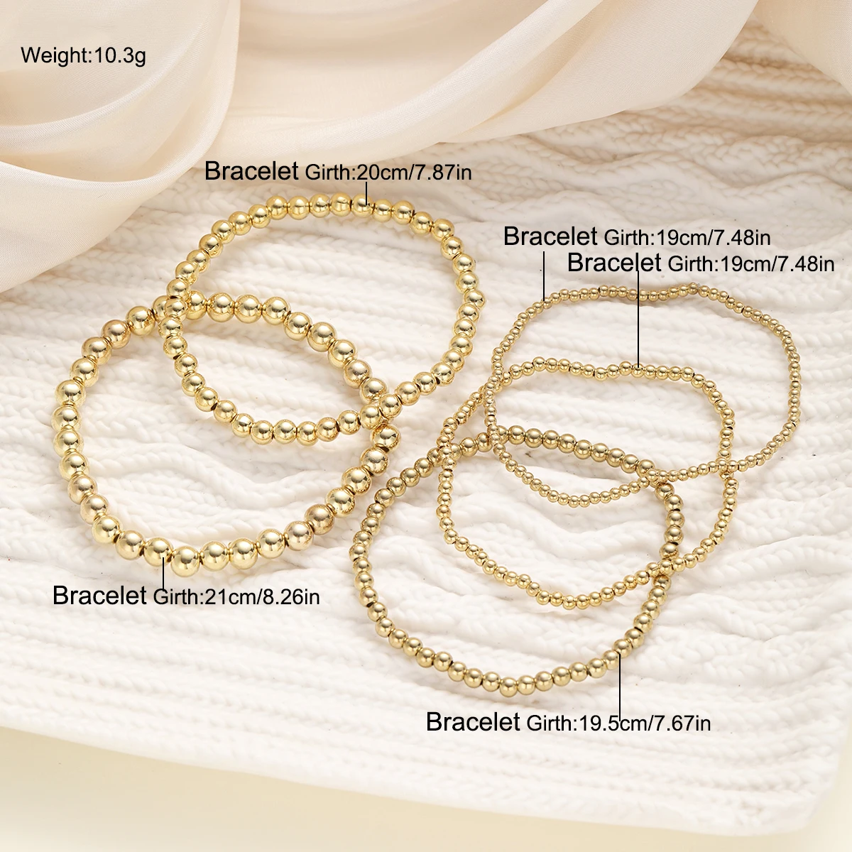 5pcs/set Vintage Beaded Bracelets for Women Men Simple Punk Gold Sliver Color Handmade Ball Bracelet Party Fashion Jewelry Gifts