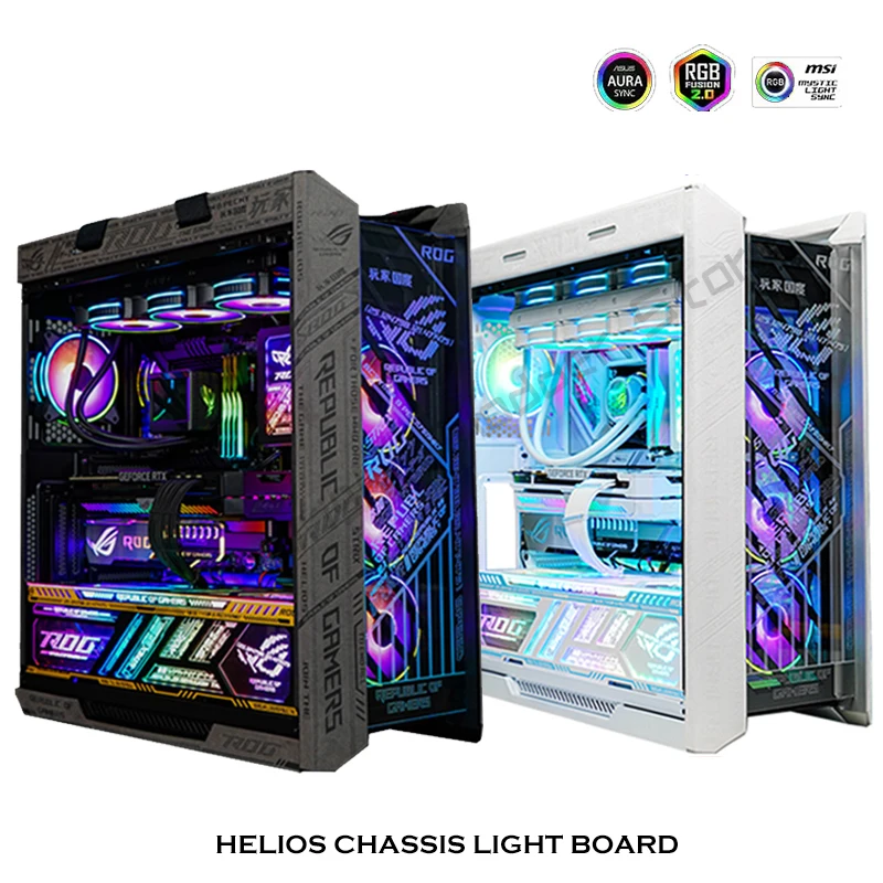 Imagem -03 - Painel de Luz Rgb Placa Traseira Display Dinâmico para Asus Rog Strix Helios Case pc Gamer Faça Você Mesmo Led Computador Case Decoração 5v m b Sincronização