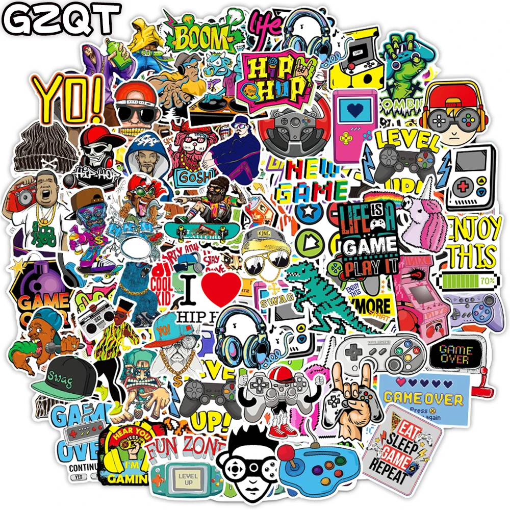 100PCS Vintage Video Game Hip Hop Rock Stickers for Laptop Skateboard Car Bike Phone Fridge Waterproof Graffiti Sticker Decal