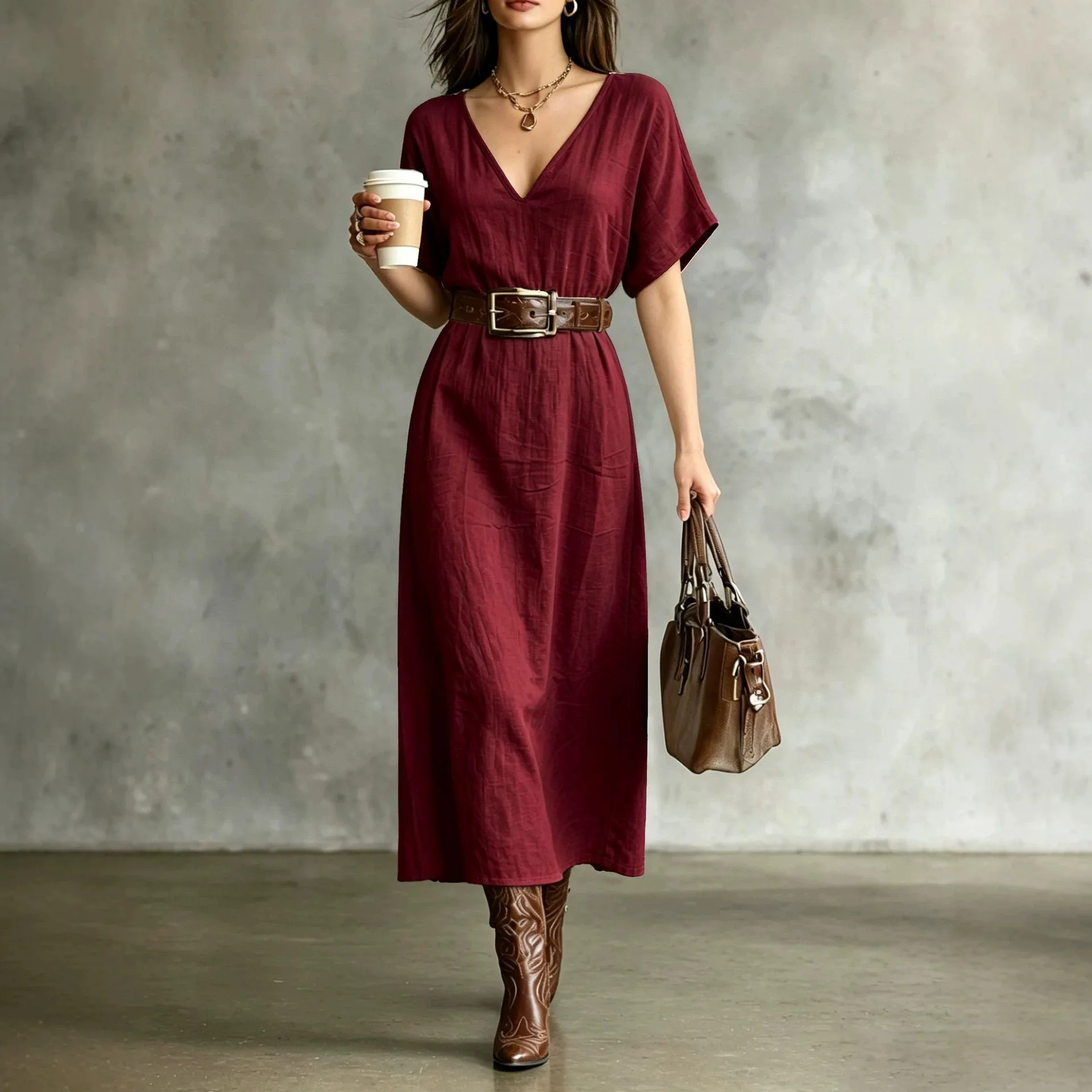 Bohemian Cotton Linen Dress Dresses Spring Summer Casual Flowy Boho Midi Dress Matching Set