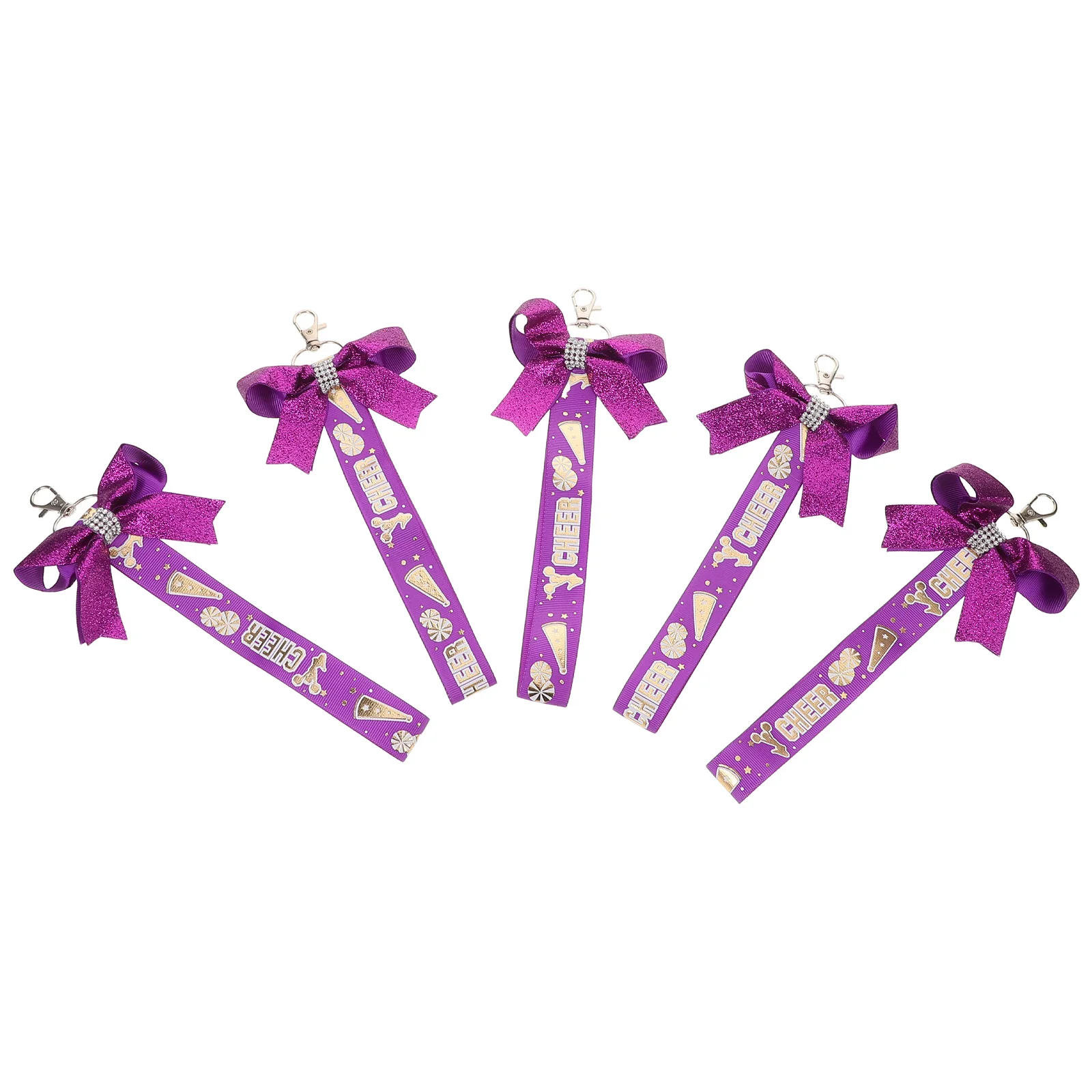 

5 Pcs Cheerleading Keychain Accessories for Ribbon Purple Fabric Cheerleader Pendant Chains