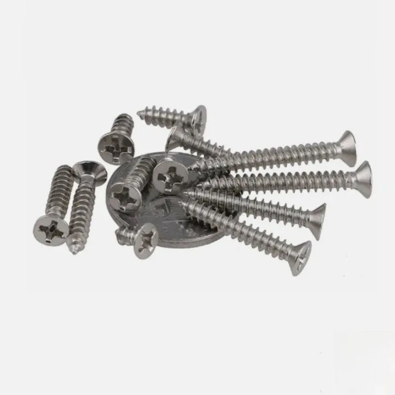 2/5/10pcs 304 Stainless Steel Cross-Recessed Countersunk Self-Tapping Wood ScrewsM3.5M4M4.2M5M6M8 Flat-Head Self-Tapping Screws