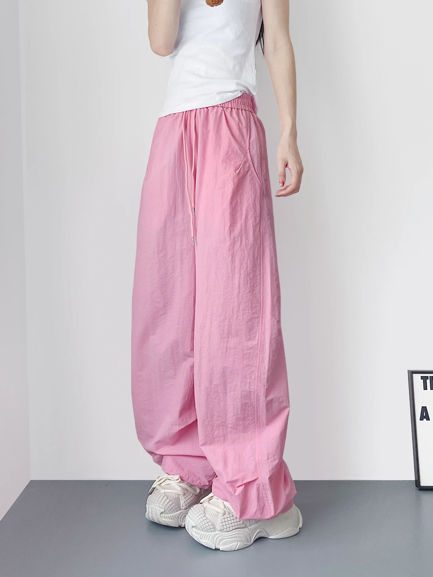 

plus Size Qui Dry Ice Silk Sports Pants Women's Summer New Sle Slimming Cool Straight Leg Wide Leg Pants Casual Commute
