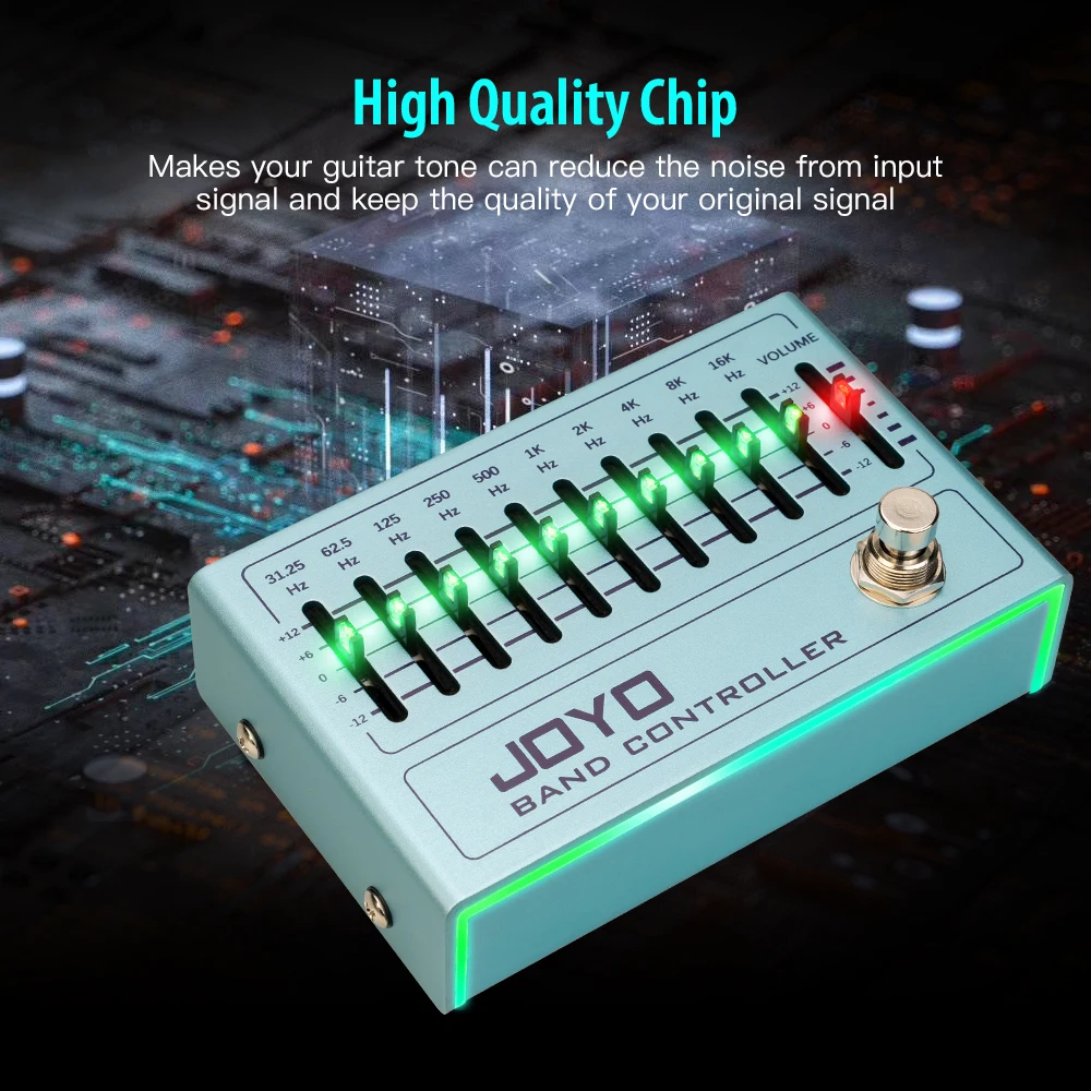 Guitar Effect Pedal R-12 BAND CONTROLLER Equalizer Pedal 31.25Hz-16kHz 10 Band EQ for 4/5/6/7 String Electric Guitar Bass