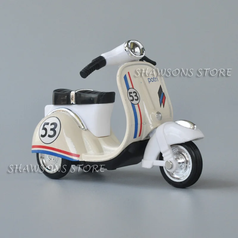 1:18 Scale Diecast Motorcycle Model Toys Scooter Vespa Pull Back Miniature Replica For Kids