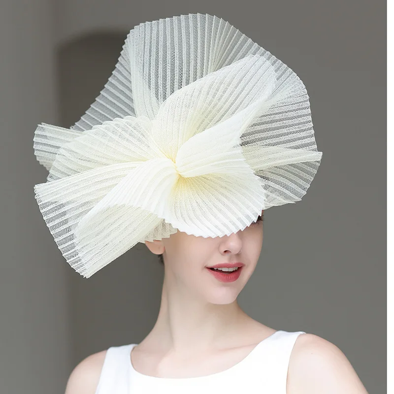 Women Elegant Wedding Hair Fascinator Hats Church Party Night Chapeau Cap Bride Wedding Headwear Kentucky Derby Hair Accessories