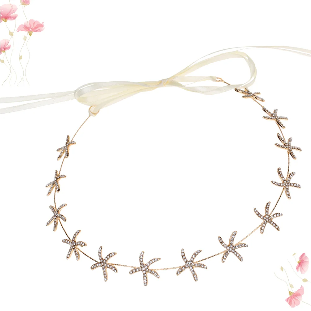 

1 pc Water Drill Band Golden Rhinestone Sea Star Bridal Headband For Wedding Party Women Bride Hair Accessories Hair Styling