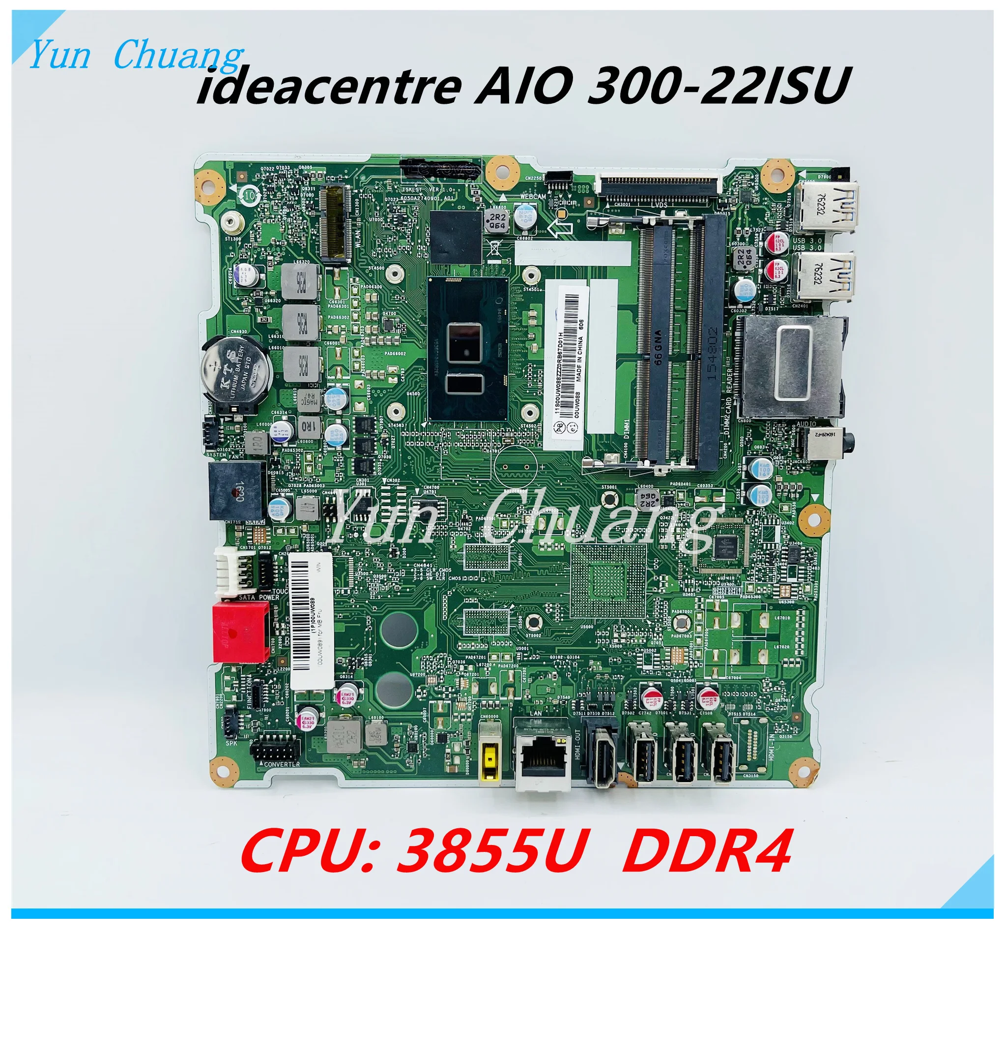 

00UW088 00UW089 For Lenovo AIO 300-22ISU all-in-one motherboard 6050A2740901-A01 motherboard SR2EV 3855U CPU DDR4 100% test OK