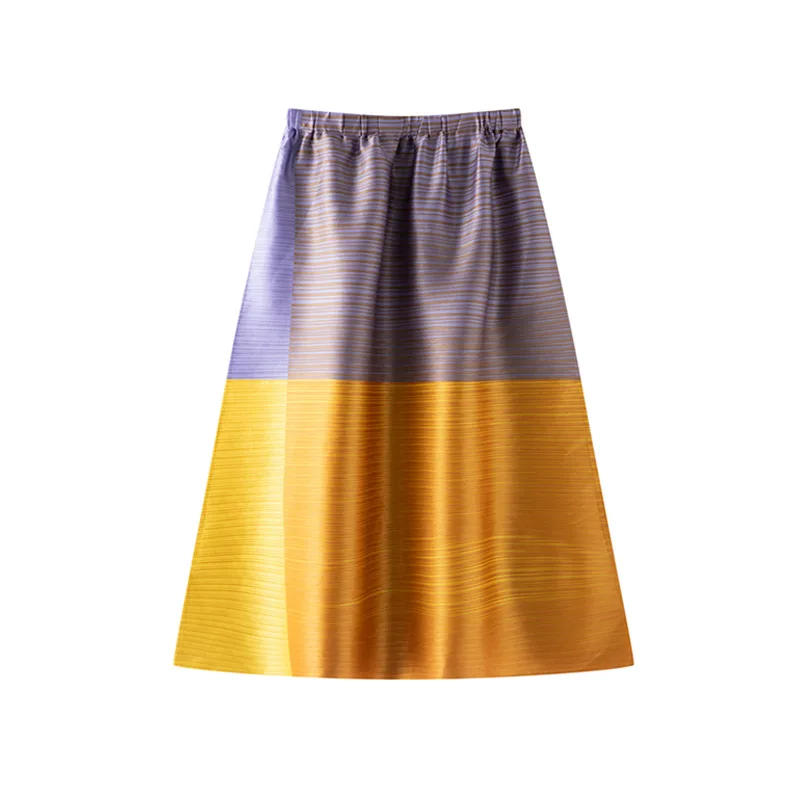 미야케 플리츠 2026 봄 여름 신상 그라데이션 플리츠 디자인 하프바디 스커트 여성 플리츠 페플럼 패션 하프스커트