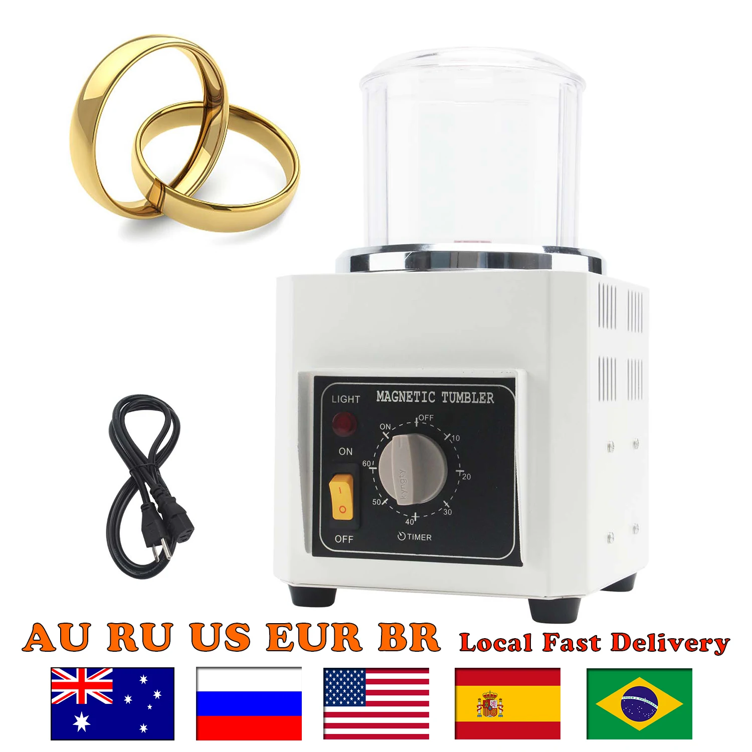 KT-90 Magnetic Polishing Machine - / Mini Jewelry Tumbler for Metal Hardware Cleaning & Finishing