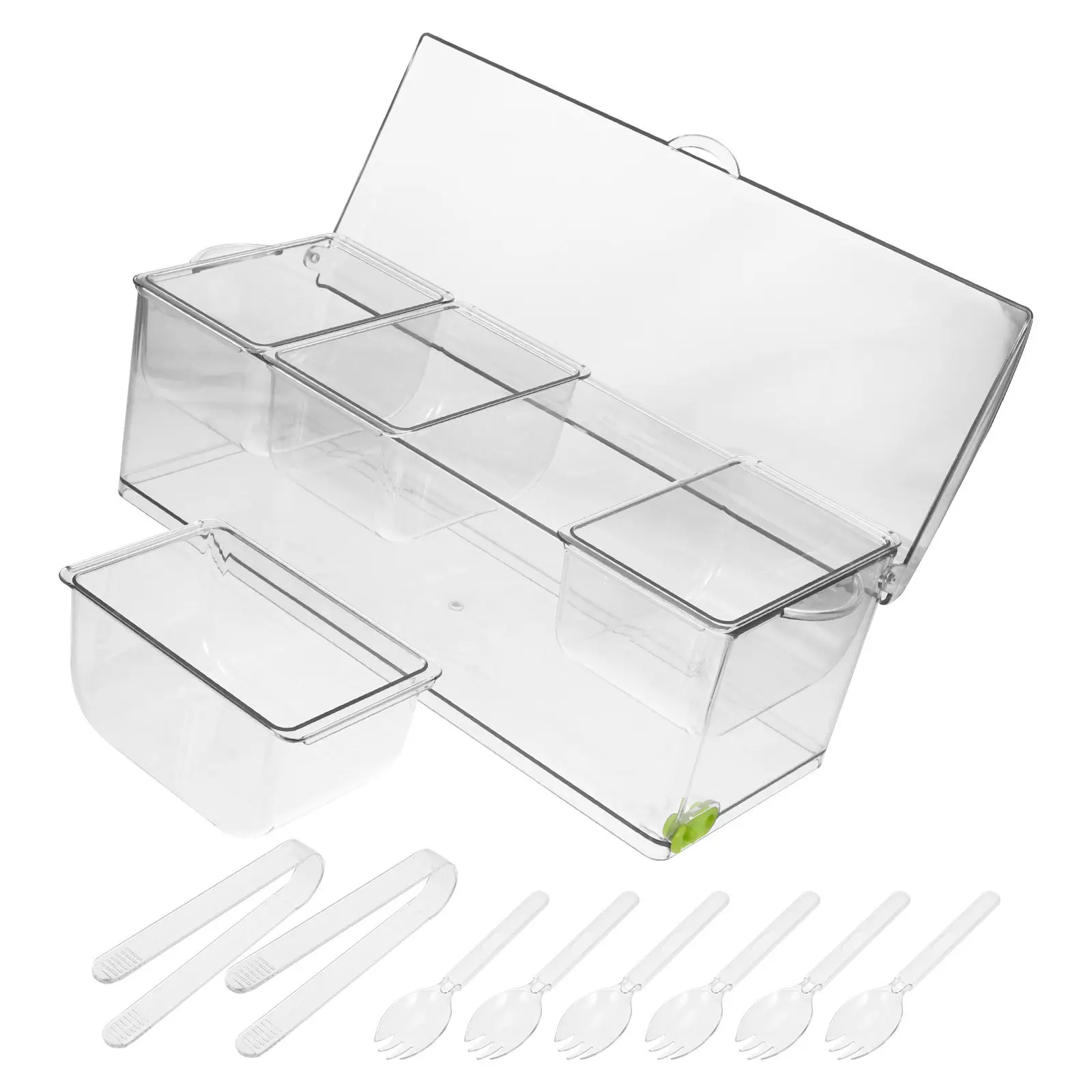 1Set Stackable 4-Section Fridge Storage Container with Lid Freezer-Safe Food Preservation Box Kitchen Vegetable Organizer Picnic