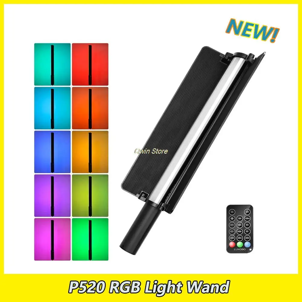 LUXCEO P520 RGB Light Wand LED Stick Remote Control lights With Barndoor Built-in Battery for Studio Tiktok Photo Video Lighting