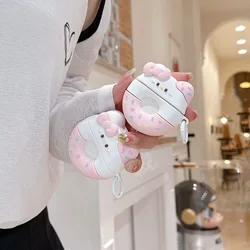 Kawaii Donut Sanrios Hello Kitty dla AirPods 1 2 3 Pro 2 Etui na słuchawki IPhone Akcesoria Air Pod Miękka silikonowa osłona Prezent dla dziewczynki