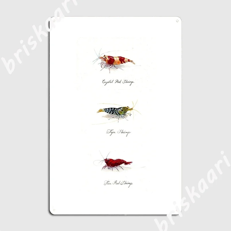 Three Shrimp Metal Plaque Poster Retro Bar Cave Wall Cave Plaques Tin Sign Poster