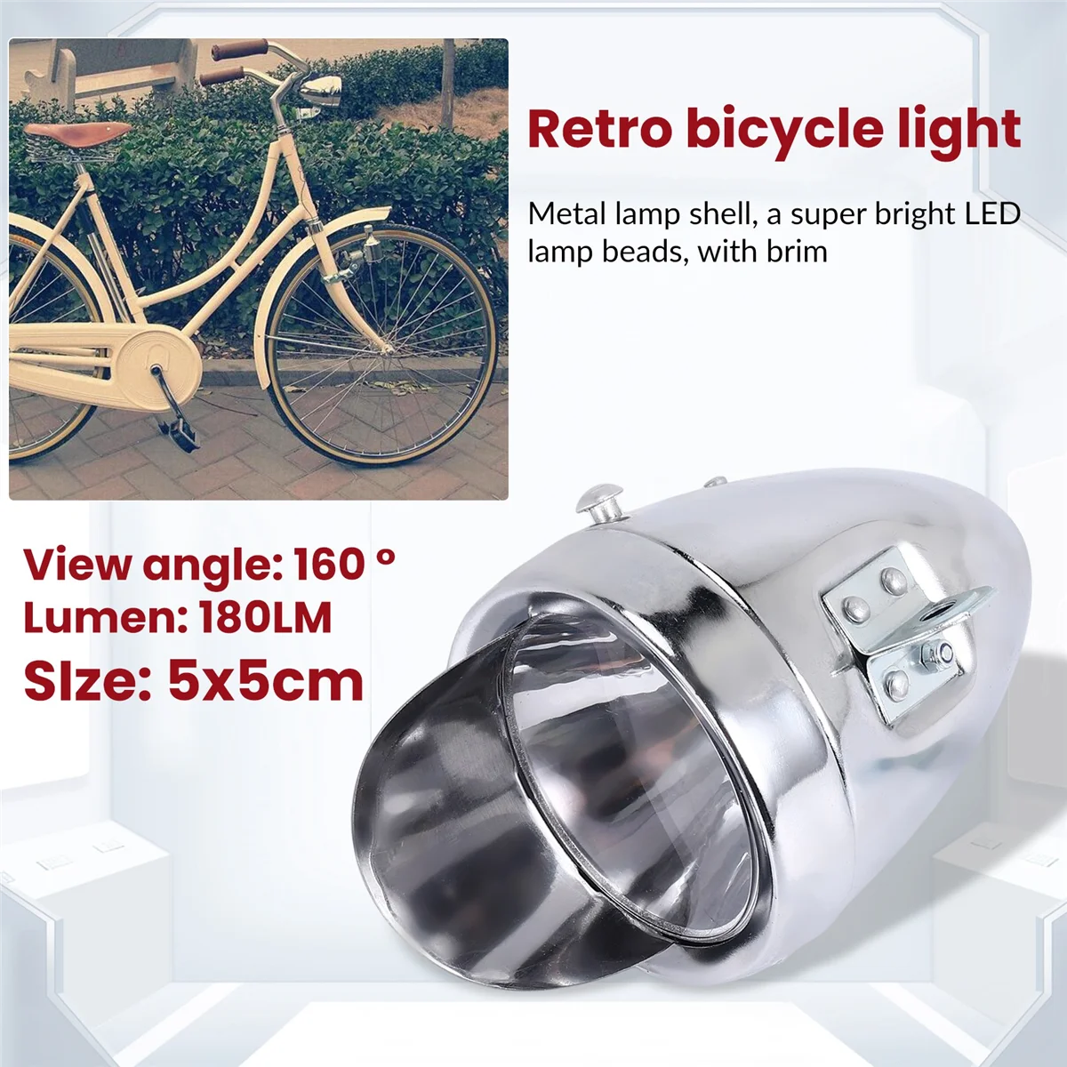 ABHTBicycle قبعة مصباح الدراجة الجبهة ضوء المصابيح الأمامية الرجعية معدن الفضة 6Led المصابيح الأمامية للماء معدات ركوب الخيل دراجة